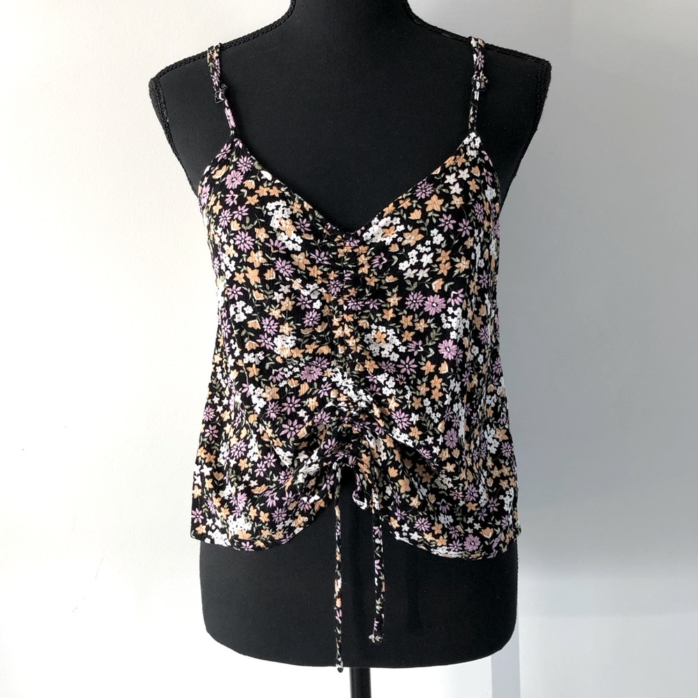 Women’s Wild Skye Floral Print adjustable Ruched Cami Tank top size L